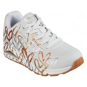 Baskets blanches compensées motif cœurs SKECHERS