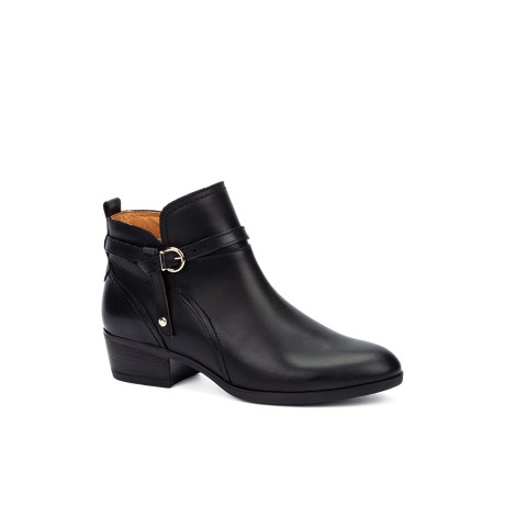 Bottines femme en cuir noir à talon et boucle Pikolinos W1U-8901C1