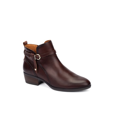 Bottines femme en cuir marron à talon et boucle Pikolinos W1U-8901C1