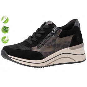 Baskets compensées femme noires avec zip Remonte D0T23-03