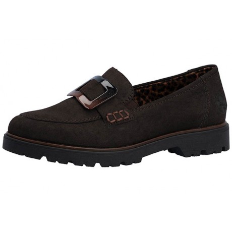 Mocassins femme marron foncé à boucle Rieker 45553-25