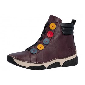 Bottines femme bordeaux à détails multicolores Rieker 45977-30