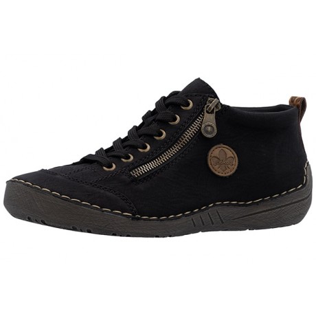 Baskets montantes femme noires avec zip Rieker 52514-00