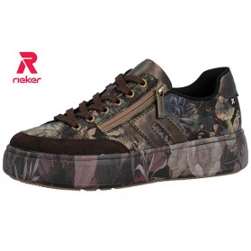 Baskets plateforme femme à motif floral avec zip Rieker M7711-26