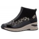 Bottines femme noires zippées à motif léopard Rieker N9362-00