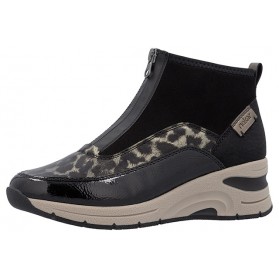 Bottines femme noires zippées à motif léopard Rieker N9362-00