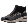 Bottines femme noires zippées à motif léopard Rieker N9362-00