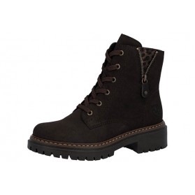 Bottines biker femme marron foncé à lacets Rieker 72617-25